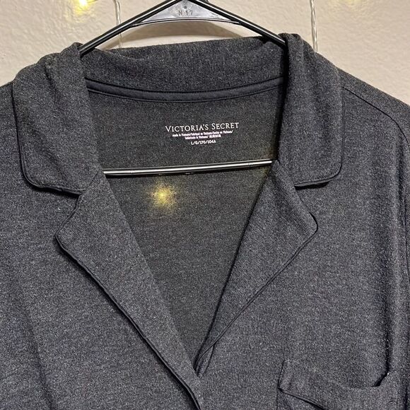 Victoria’s Secret Dark Gray Button Down Sleep Shirt Size Large - Picture 2 of 6